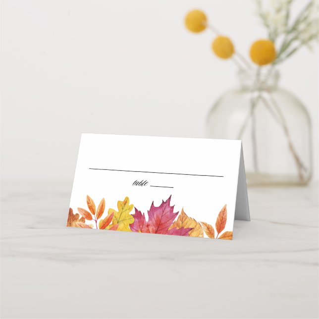 Carte De Placement Aquarelle en chute Feuille Garland Mariage d'autom (Devant)