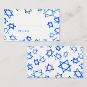 Carte De Placement Aquarelle Étoile de David bleue Bar Mitzvah