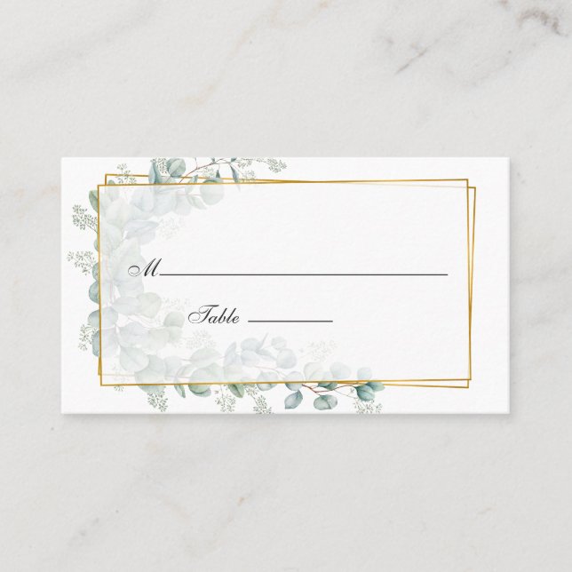 Carte De Placement Aquarelle Eucalyptus Mariage géométrique (Devant)