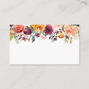 Carte De Placement Aquarelle fleurs d'automne Garland Mariage de auto