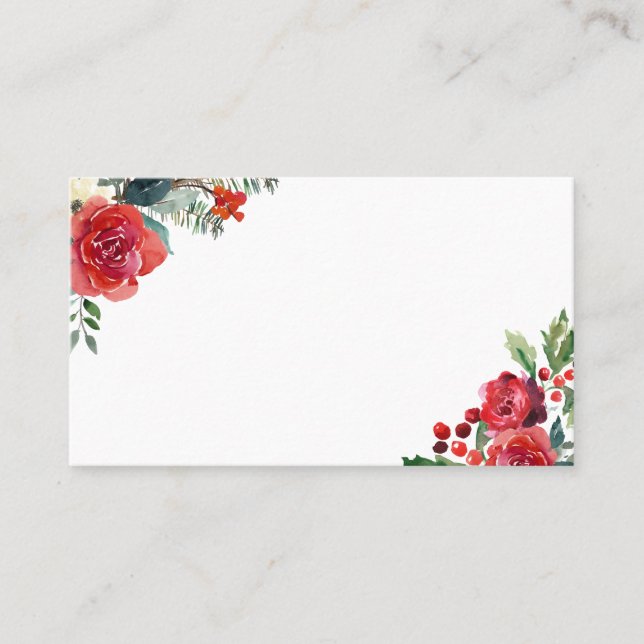 Carte De Placement Aquarelle Fleurs de Noël & Pine Cônes Bordures (Devant)