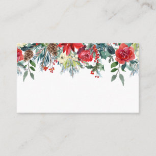 Carte De Placement Aquarelle Fleurs de Noël & Pine Cones Garland