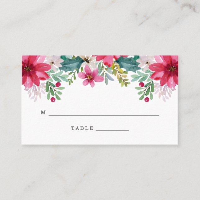 Carte De Placement Aquarelle Fleurs de vacances | MARIAGE (Devant)