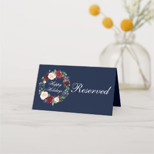 Carte De Placement Aquarelle Floral Wreath Élégant Joyeux Vacances