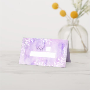 Carte De Placement Aquarelle florale violette Numéro de tableau