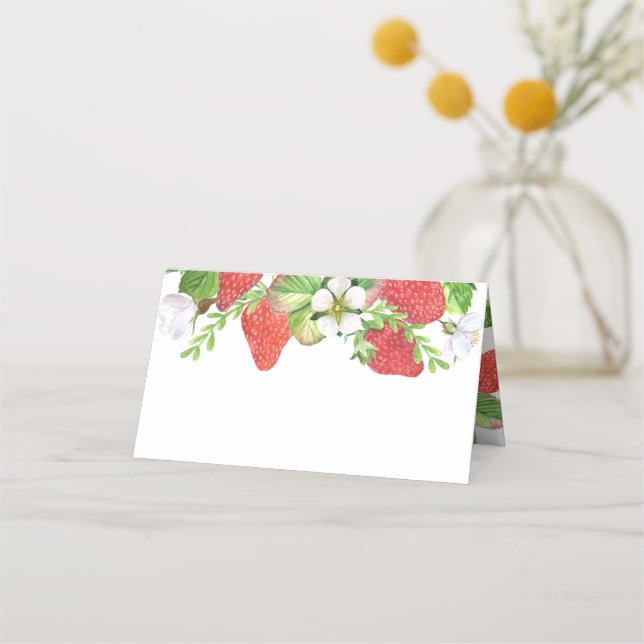 Carte De Placement Aquarelle Fraises Garland Botanique Été (Devant)