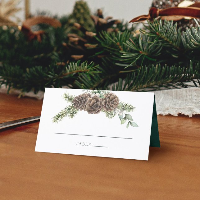 Carte De Placement Aquarelle hiver À feuillage persistant Pine Cone M (Créateur téléchargé)