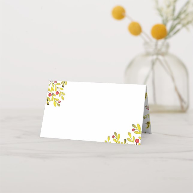 Carte De Placement Aquarelle Holiday Holly | Fêtes (Dos)