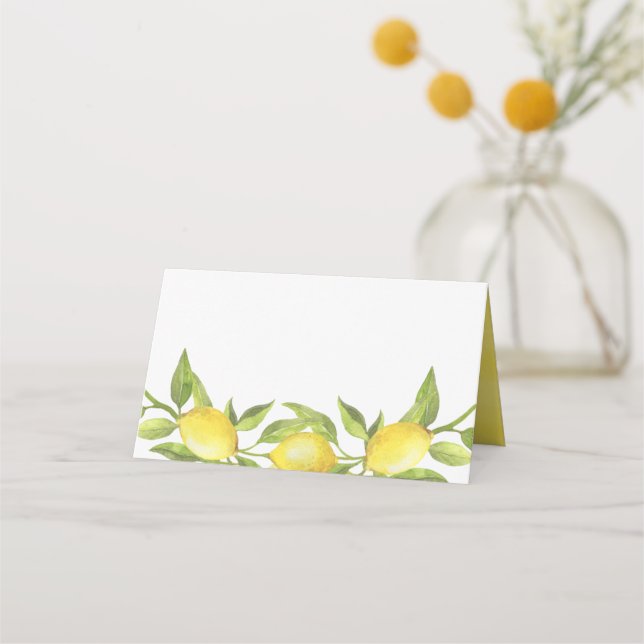 Carte De Placement Aquarelle Lemon Greenery Mariage Garland (Devant)