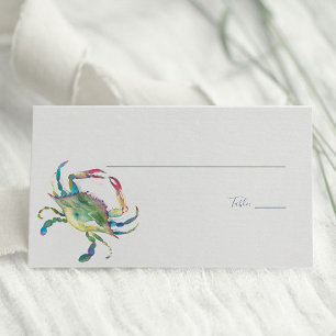 Carte De Placement Aquarelle Mariage côtier de crabe bleu