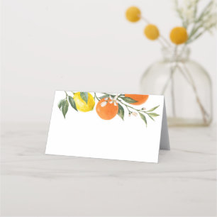 Carte De Placement Aquarelle Mariage de citrons et d'oranges botaniqu