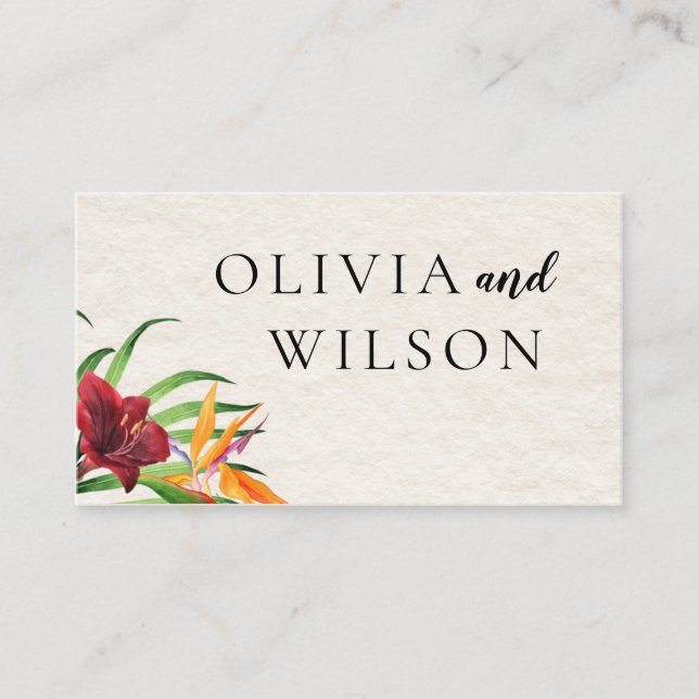 Carte De Placement Aquarelle Mariage tropical (Devant)