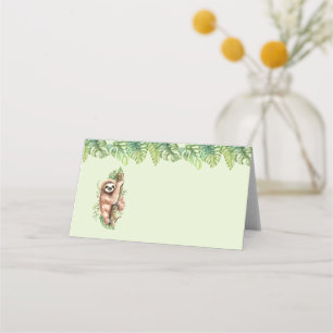 Carte De Placement Aquarelle mignonne Sloth & Feuilles tropicaux