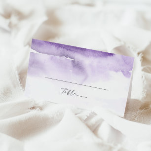 Carte De Placement Aquarelle moderne   Mariage plié violet