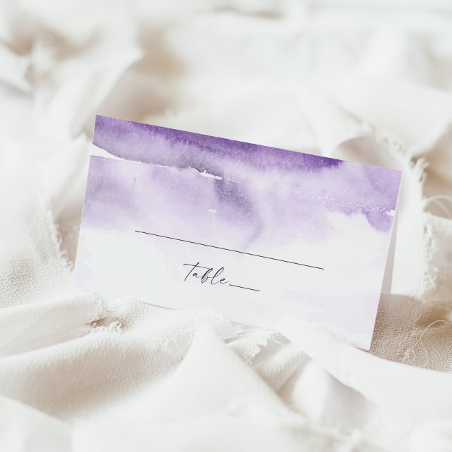 Carte De Placement Aquarelle moderne | Mariage plié violet (Créateur téléchargé)