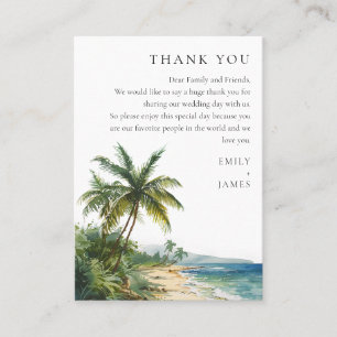 Carte De Placement Aquarelle moderne Merci de mariage de plage tropic