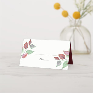 Carte De Placement Aquarelle moderne Peint Burgundy Mariage de feuill