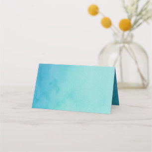 Carte De Placement Aquarelle Ombre bleue et Turquoise blanche
