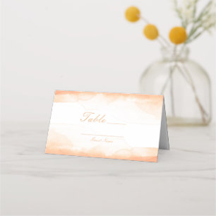 Carte De Placement Aquarelle orange Coral Numéro de tableau Siège