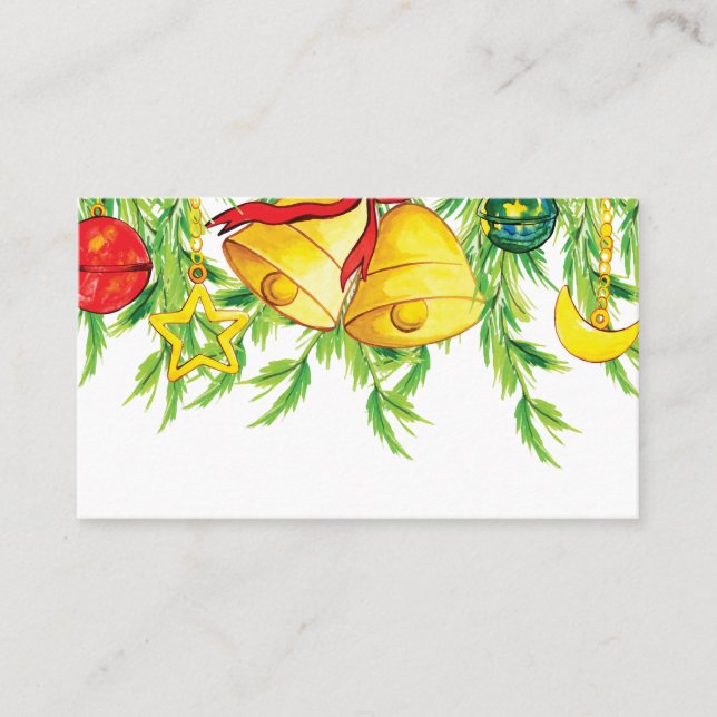Carte De Placement Aquarelle ornements de Noël | Fêtes (Devant)