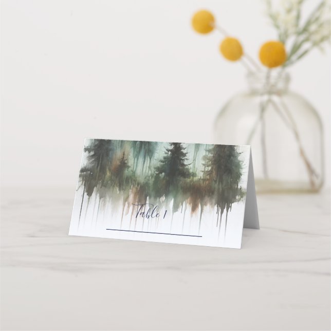 Carte De Placement Aquarelle Ours Rustique Wilderness Mariage Siège (Devant)