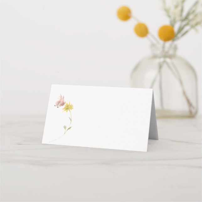 Carte De Placement Aquarelle Papillon Fleur sauvage Jardin Floral (Devant)