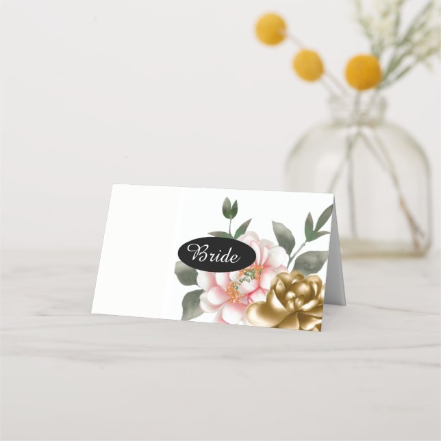 Carte De Placement Aquarelle Peony Numéro de siège Carte de place (Devant)