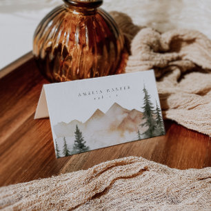 Carte De Placement Aquarelle Pin forestier de montagne