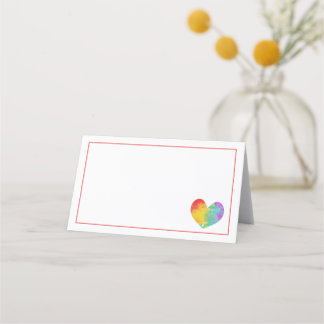 Carte De Placement Aquarelle Remplie Fierté Coeur Gay Lesbien Mariage