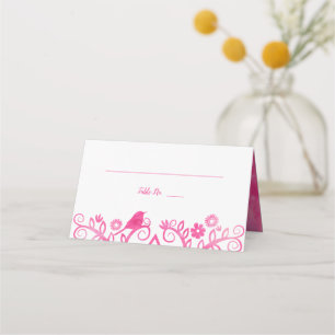 Carte De Placement Aquarelle rose Arbre de vie plié