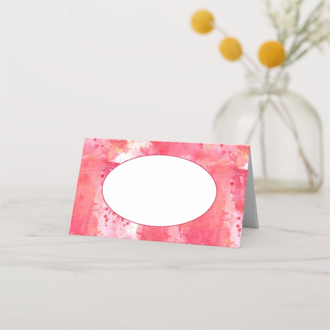 Carte De Placement Aquarelle rose moderne Confetti Nom Abstrait (Devant)