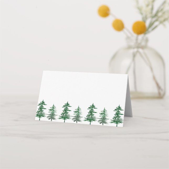 Carte De Placement Aquarelle rustique Bois Mariage (Devant)