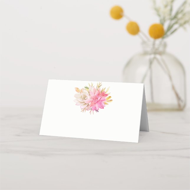 Carte De Placement Aquarelle Rustique du désert Succulents Boho (Devant)