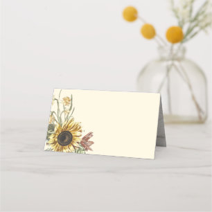 Carte De Placement Aquarelle rustique Tournesol floral Botaniques