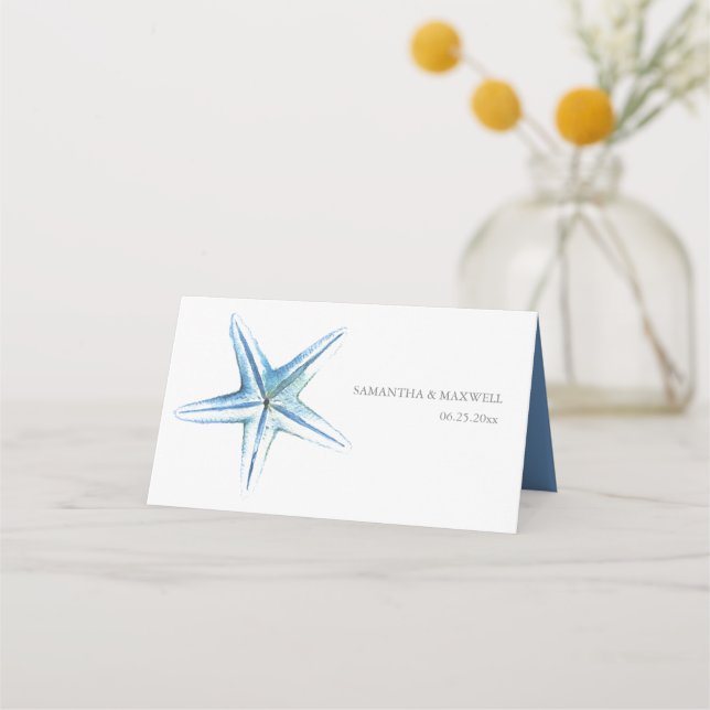 Carte De Placement Aquarelle Starfish Plage Mariage Carte de lieu (Dos)