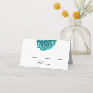 Carte De Placement Aquarelle succulente. mariage turquoise. Botanique