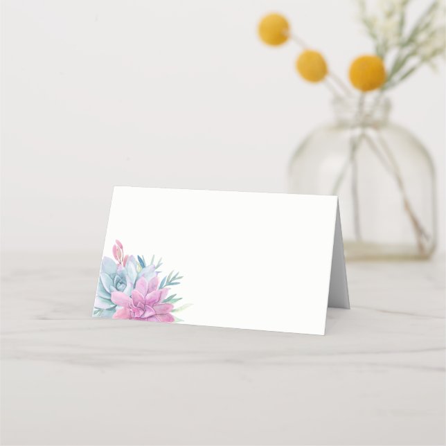 Carte De Placement Aquarelle Succulents Moderne Élégant (Devant)