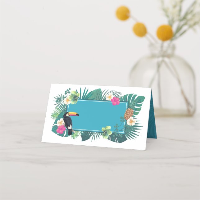 Carte De Placement Aquarelle Tropical avec Toucan Turquoise ID577 (Devant)