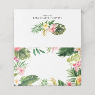 Carte De Placement Aquarelle Tropical Floral Cadre Personnalisé