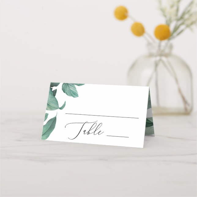 Carte De Placement Aquarelle tropicale feuillage mariage (Devant)