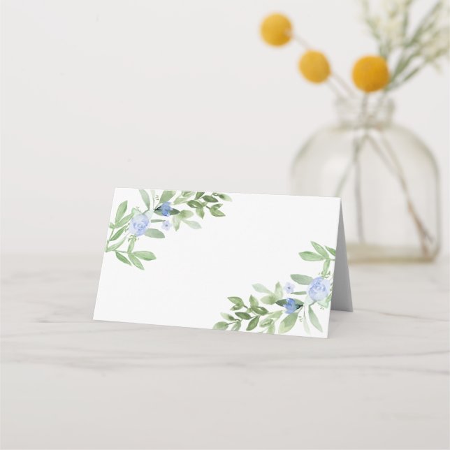 Carte De Placement Aquarelle verte et carte de place bleue (Devant)