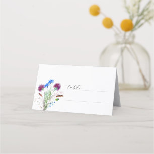 Carte De Placement Aquarelle violet chardon Floral Rustique Mariage