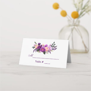 Carte De Placement Aquarelle violet ultra violet Mariage de fleurs PS