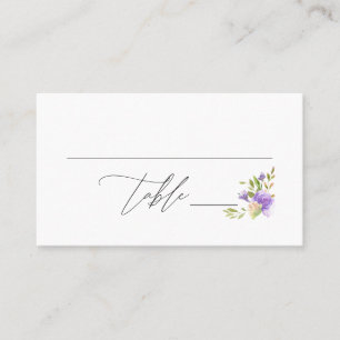 Carte De Placement Aquarelle violette Calligraphie florale Double fac