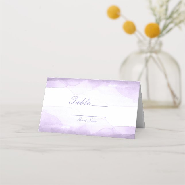 Carte De Placement Aquarelle violette Lavande Numéro de tableau Siège (Devant)