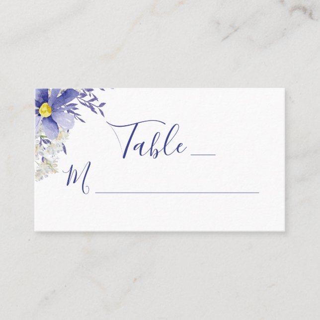 Carte De Placement Aquarelle violette moderne Mariage floral (Devant)