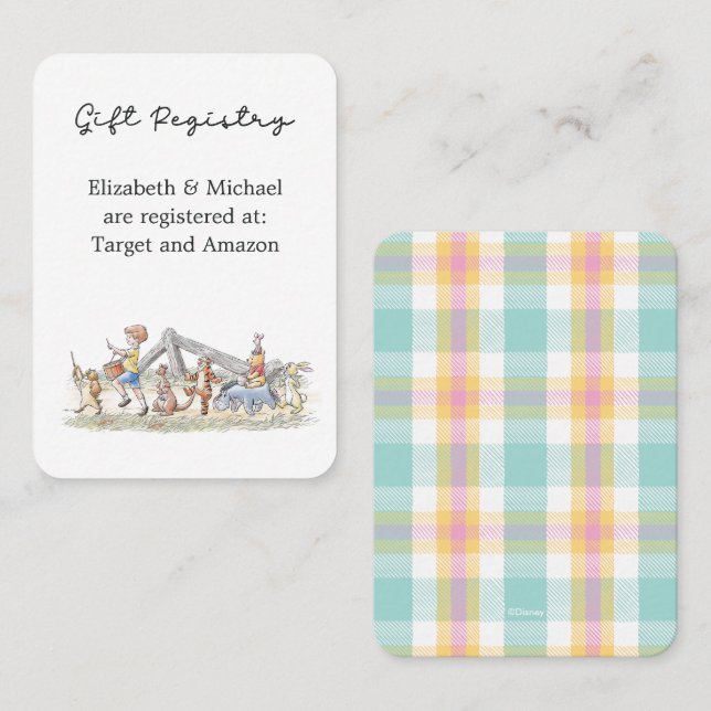 Carte De Placement Aquarelle Winnie le Registre Cadeau Pooh & Pals (Devant / Derrière)