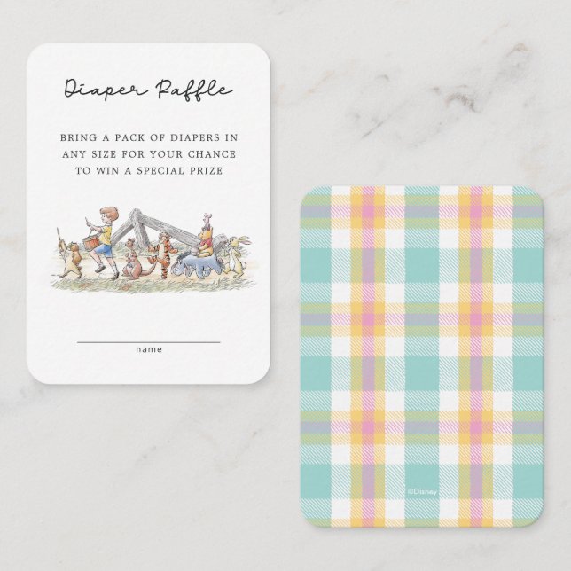 Carte De Placement Aquarelle Winnie l'Ourson et les Pals Raffin de co (Devant / Derrière)