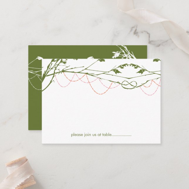Carte De Placement Arbres d'amour noués Branches nues Mariage simple (Devant/Arrière en situation)
