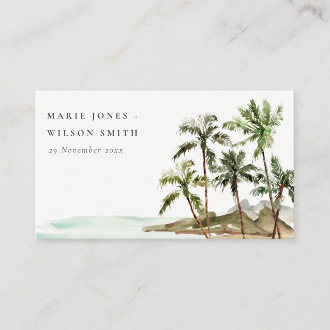 Carte De Placement Arbres Palmiers Tropicaux Rustiques Plage Sable Ma (Devant)